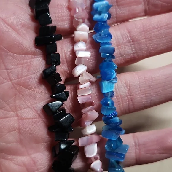 Multicolor Gemstone Chip Bracelets Set - Picture 3 of 3